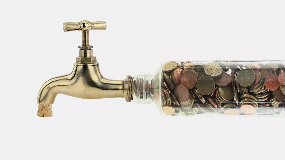 Tap clogged with money