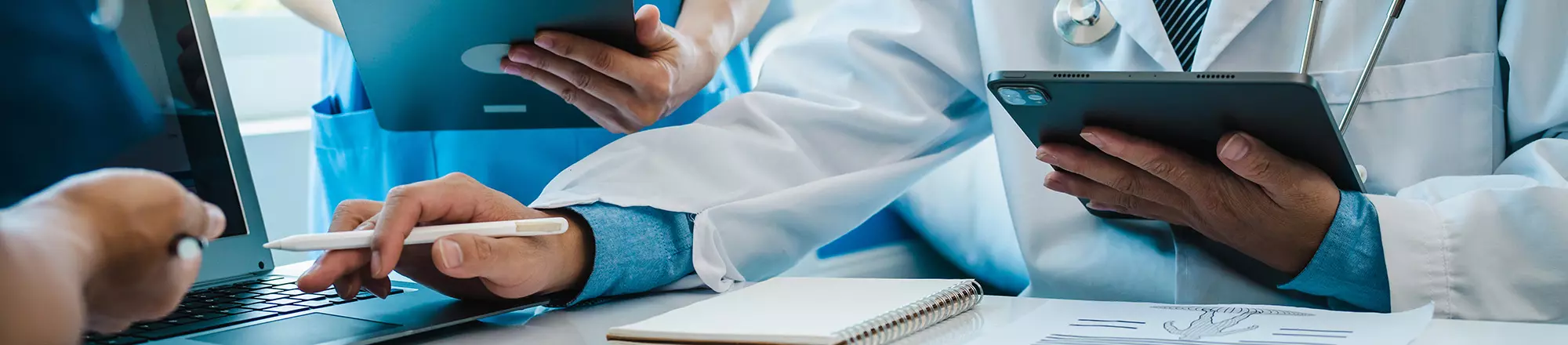 medical staff using devices