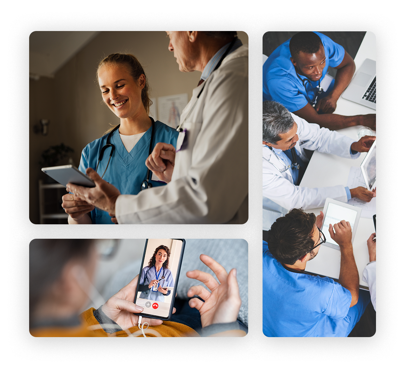 photographs of healthcare professionals learning on the job