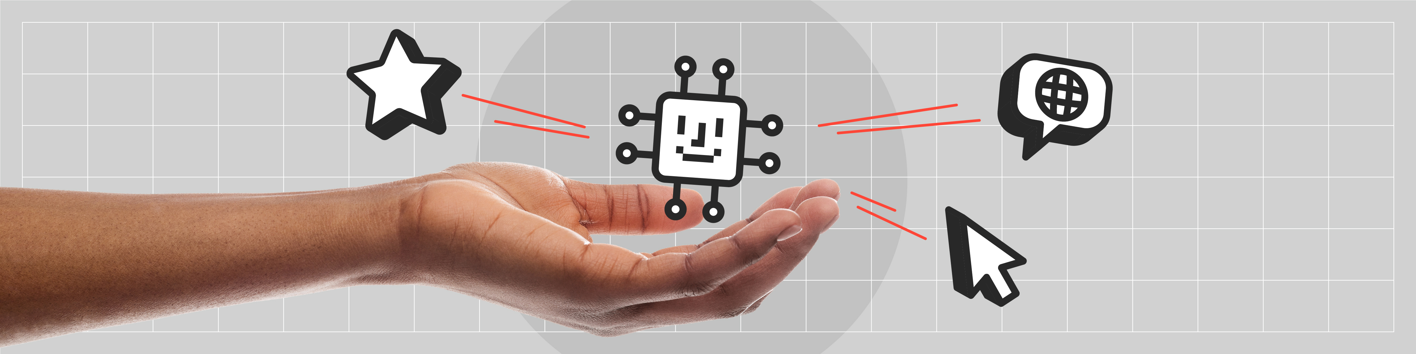 hand holding iconographic representation of artificial intelligent computer chip