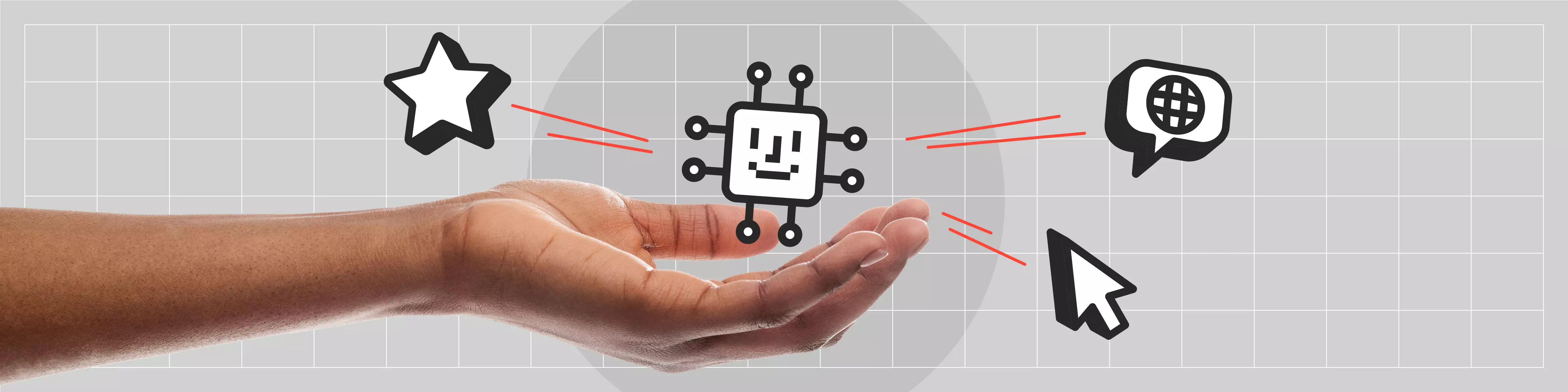 hand holding iconographic representation of artificial intelligent computer chip