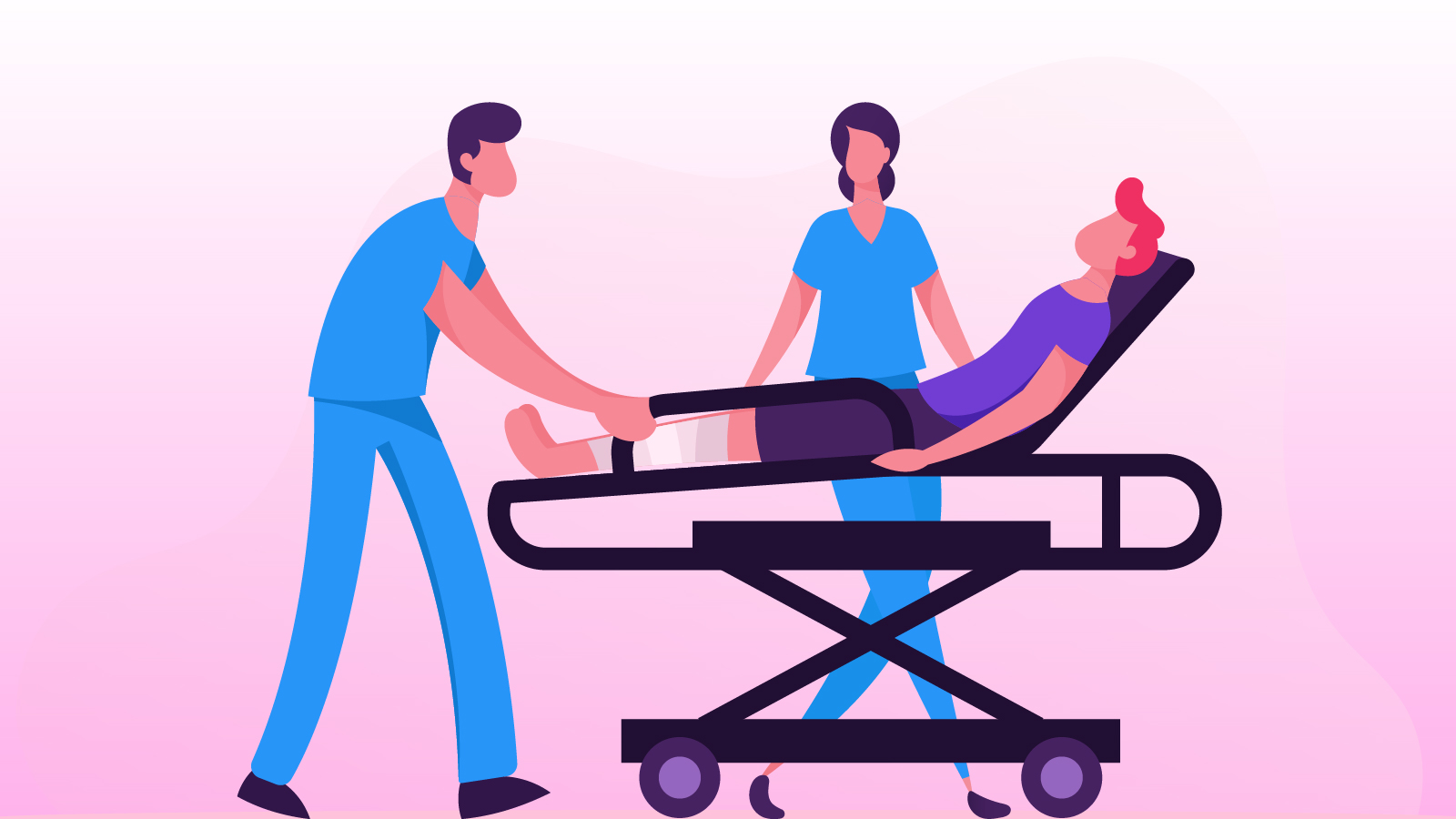 illustration of medicos attending to injured person